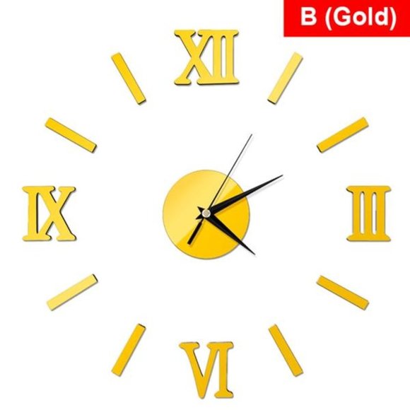3D Mirror Roman Numbers Wall Clock - Picture 6 of 9